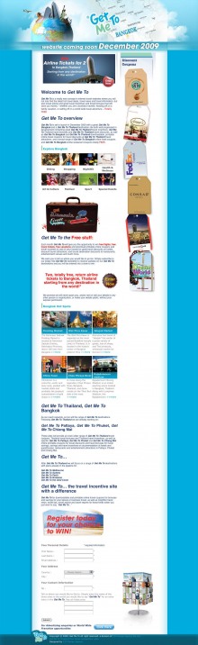 This project entailed supplying SEO'd text only for Get Me To, a new enterprise in Bangkok combining travel news and information with downloadable printable coupons, discount travel coupons, and free giveaways. The text was heavily SEO’d for targeted keywords and phrases and a single holding page created to "season" the URL. After three months with no additional content it achieved a PR 3 and #1, #7, #9, and #12 Serp posiions for pursued competitive keyword phrases.